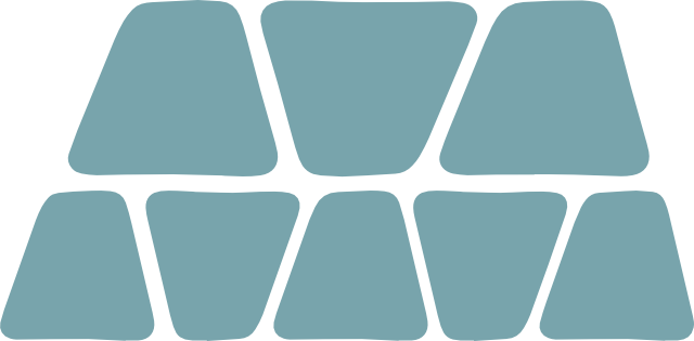 An abstract design featuring multiple overlapping geometric shapes in a soft blue color.